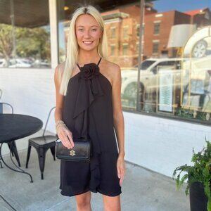 Rosette Ruffled Halter Dress-NWT